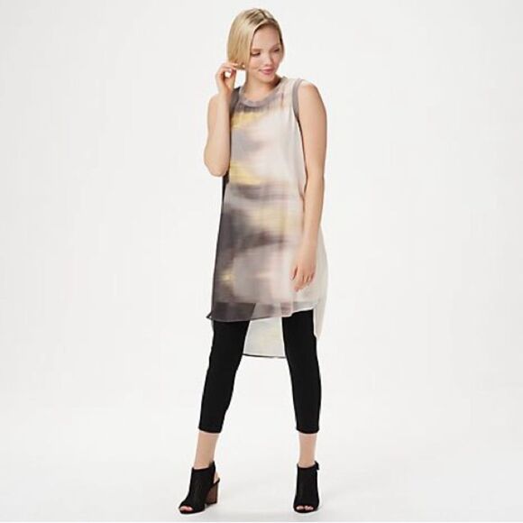 Lisa Rinna Collection Tulip Hem Sleeveless Tunic Small Chiffon Dress - Picture 3 of 7